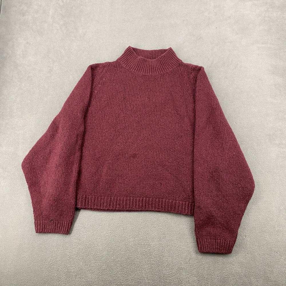 Old Navy Womens Go-Recycled Mock Neck Sweater Burgundy Maroon Knit Size M 5240